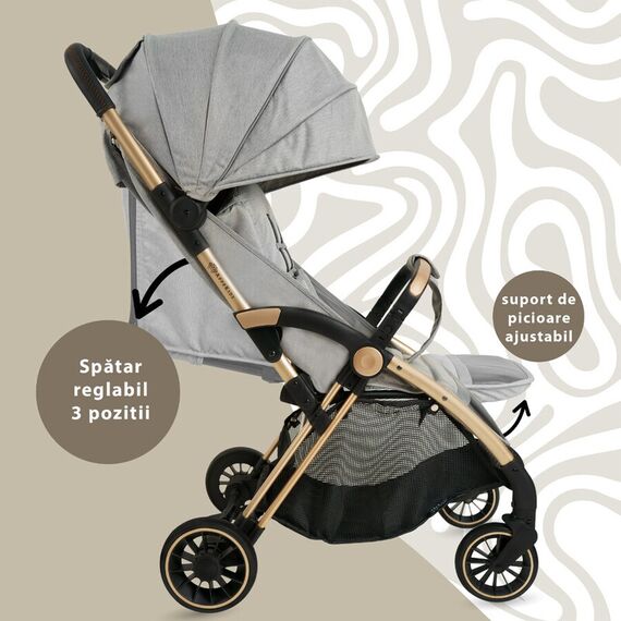 Carucior Sport AppeKids Upp, De la nastere la 22kg - Powder Grey, Culoare: Gri, Model: sport - poza 3 - ExclusivMAG.ro