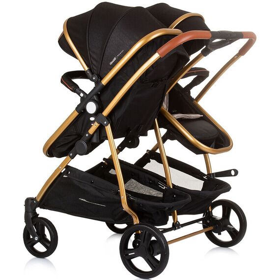 Carucior gemeni Chipolino Duo Smart 2 in 1 obsidian gold, Culoare: Negru/Auriu, Model: gemeni - poza 4 - ExclusivMAG.ro