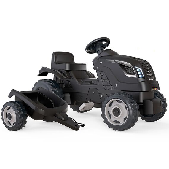 Tractor cu pedale si remorca Smoby Farmer XL negru, Culoare: Negru - poza 3 - ExclusivMAG.ro