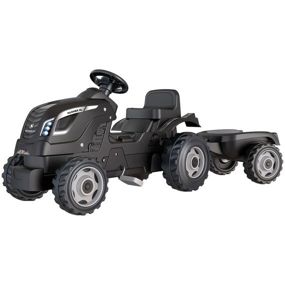 Tractor cu pedale si remorca Smoby Farmer XL negru, Culoare: Negru - poza 2 - ExclusivMAG.ro