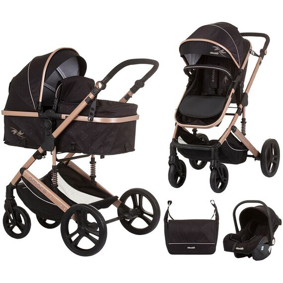 Carucior Chipolino Amore 3 in 1 obsidian gold, Culoare: Negru/Auriu, Model: 3 in 1 - poza 2 - ExclusivMAG.ro