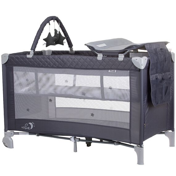 Patut pliabil cu saltea de infasat Chipolino Luna granite, Culoare: Gri/Negru, Dimensiuni: 120x60  - ExclusivMAG.ro