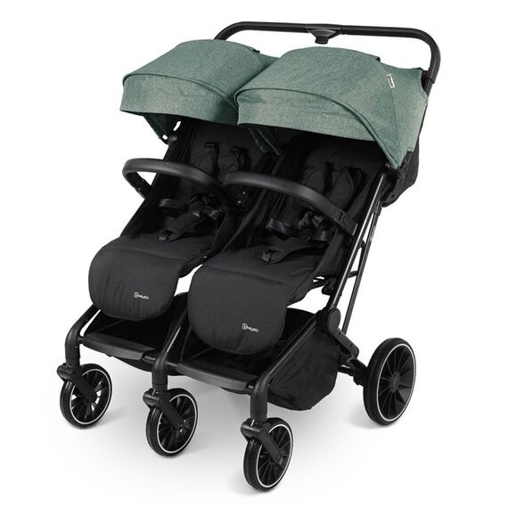 Carucior pliabil pentru gemeni BabyGo GoTwice, Green, Culoare: Verde, Model: gemeni  - ExclusivMAG.ro