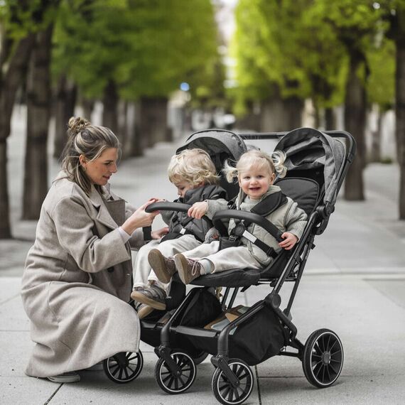 Carucior pliabil pentru gemeni BabyGo GoTwice, Green, Culoare: Verde, Model: gemeni - poza 9 - ExclusivMAG.ro