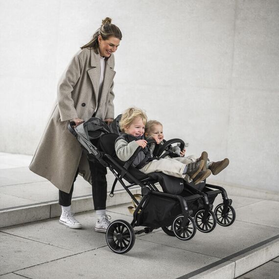 Carucior pliabil pentru gemeni BabyGo GoTwice, Green, Culoare: Verde, Model: gemeni - poza 6 - ExclusivMAG.ro