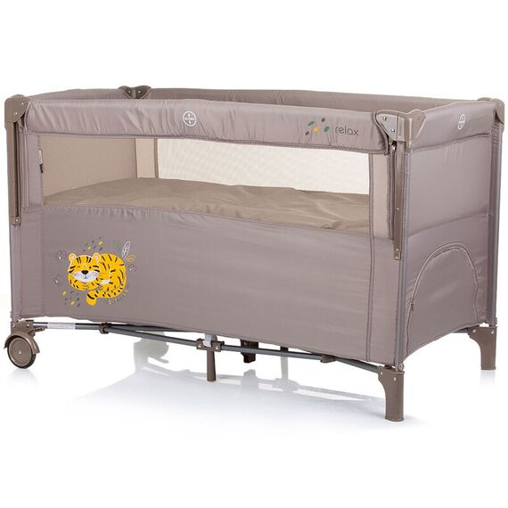 Patut pliabil Chipolino Relax macadamia tiger cu laterala culisanta, Culoare: Crem, Dimensiuni: 120x60 - poza 3 - ExclusivMAG.ro