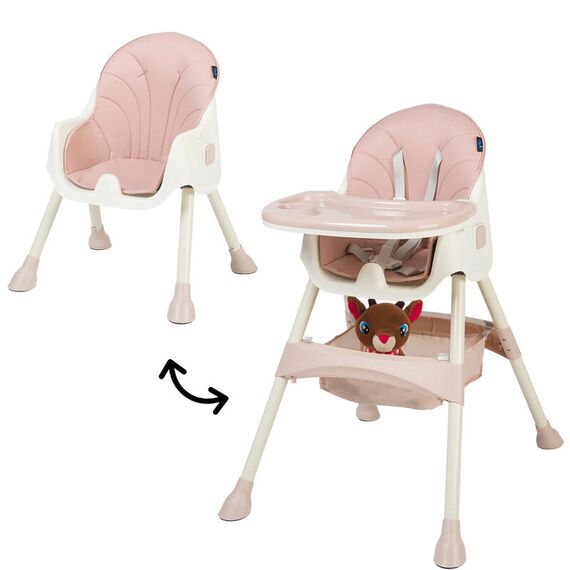 Scaun de masa 2 in 1 Juju Eat&Smile, Pink, Culoare: Roz - poza 2 - ExclusivMAG.ro