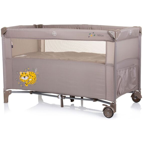 Patut pliabil Chipolino Relax macadamia tiger cu laterala culisanta, Culoare: Crem, Dimensiuni: 120x60 - poza 4 - ExclusivMAG.ro
