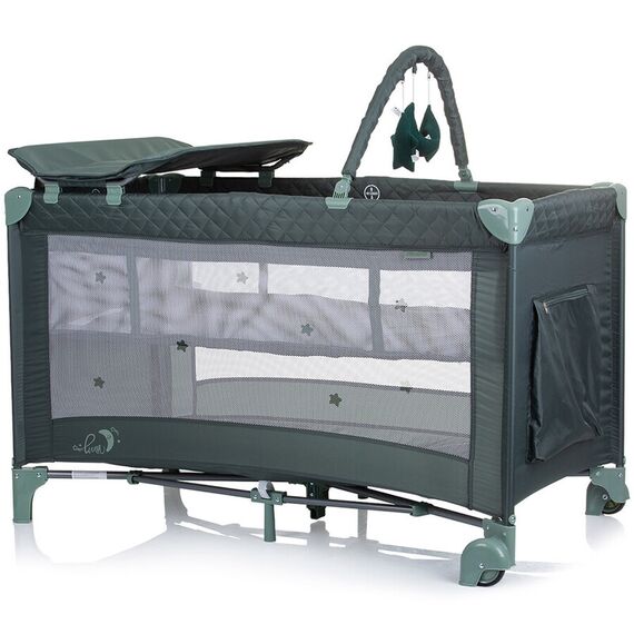 Patut pliabil cu saltea de infasat Chipolino Luna pastel green, Culoare: Verde, Dimensiuni: 120x60 - poza 3 - ExclusivMAG.ro