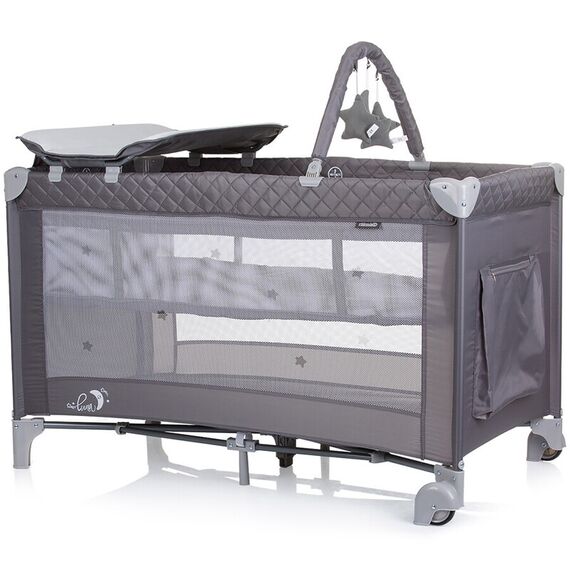 Patut pliabil cu saltea de infasat Chipolino Luna ash grey, Culoare: Gri, Dimensiuni: 120x60 - poza 3 - ExclusivMAG.ro
