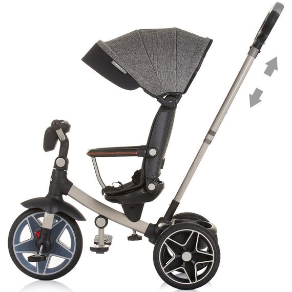Tricicleta cu copertina si sezut reversibil Chipolino Derby granite, Culoare: Gri/Negru - poza 3 - ExclusivMAG.ro