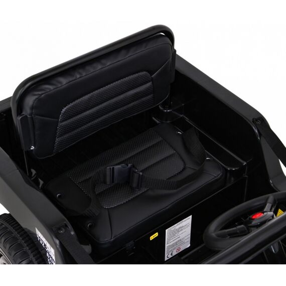 Masinuta electrica cu telecomanda Military Retro 4 X 4, roti EVA, scaun tapitat, putere 140W - Negru, Culoare: Negru, Capacitate acumulator: 12V - poza 11 - ExclusivMAG.ro