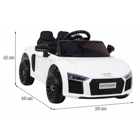 Masinuta electrica cu telecomanda AUDI R8, roti EVA, scaun tapitat, putere 70W - Alb, Culoare: Alb, Capacitate acumulator: 6V - poza 2 - ExclusivMAG.ro