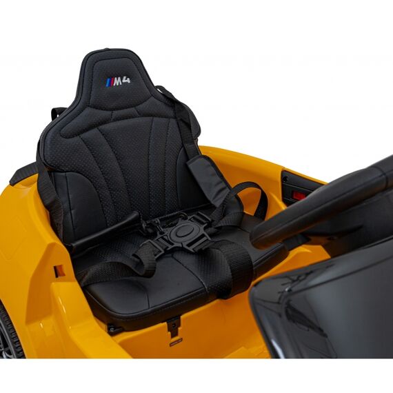 Masinuta electrica cu telecomanda BMW M4, roti EVA, scaun tapitat, putere 70W - Galben, Culoare: Galben, Capacitate acumulator: 12V - poza 10 - ExclusivMAG.ro