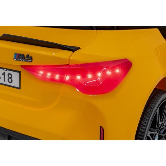 Masinuta electrica cu telecomanda BMW M4, roti EVA, scaun tapitat, putere 70W - Galben, Culoare: Galben, Capacitate acumulator: 12V - poza 4 - ExclusivMAG.ro