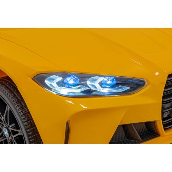 Masinuta electrica cu telecomanda BMW M4, roti EVA, scaun tapitat, putere 70W - Galben, Culoare: Galben, Capacitate acumulator: 12V - poza 7 - ExclusivMAG.ro