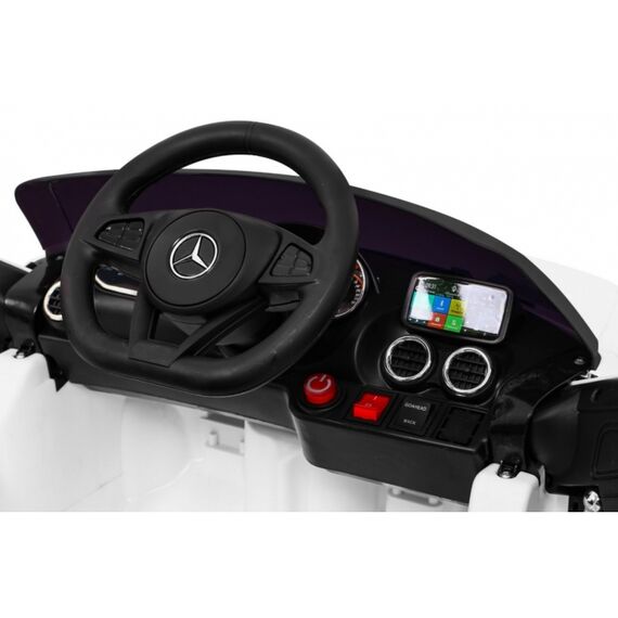 Masinuta electrica cu telecomanda MERCEDES BENZ GT, roti EVA, scaun tapitat, putere 70W - Alb, Culoare: Alb, Capacitate acumulator: 12V - poza 8 - ExclusivMAG.ro