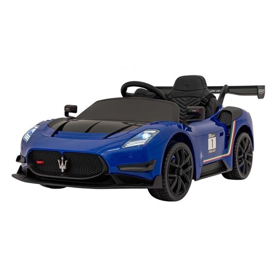 Masinuta electrica cu telecomanda MASERATI MC20 GT2, roti EVA, scaun tapitat, putere 110W - Albastru, Culoare: Albastru, Capacitate acumulator: 12V  - ExclusivMAG.ro