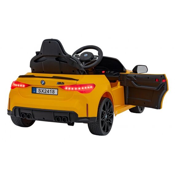 Masinuta electrica cu telecomanda BMW M4, roti EVA, scaun tapitat, putere 70W - Galben, Culoare: Galben, Capacitate acumulator: 12V - poza 3 - ExclusivMAG.ro