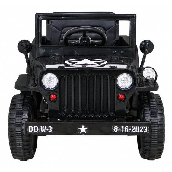 Masinuta electrica cu telecomanda Military Retro 4 X 4, roti EVA, scaun tapitat, putere 140W - Negru, Culoare: Negru, Capacitate acumulator: 12V - poza 3 - ExclusivMAG.ro