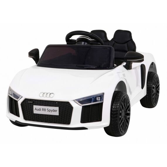 Masinuta electrica cu telecomanda AUDI R8, roti EVA, scaun tapitat, putere 70W - Alb, Culoare: Alb, Capacitate acumulator: 6V  - ExclusivMAG.ro