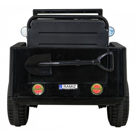 Masinuta electrica cu telecomanda Military Retro 4 X 4, roti EVA, scaun tapitat, putere 140W - Negru, Culoare: Negru, Capacitate acumulator: 12V - poza 6 - ExclusivMAG.ro