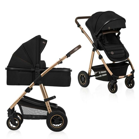 Carucior 2 in 1, Lionelo, Amber, Pana la 22 kg, Negru, Culoare: Negru/Auriu, Model: 2 in 1 - poza 2 - ExclusivMAG.ro