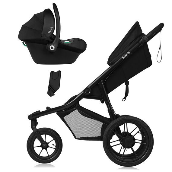 Carucior sport, Lionelo, Azura, Cu 3 roti, Cu baldachin XXL impermeabil, Pliere compacta, Pana la 22 kg, 6-48 luni, Negru, Culoare: Negru, Model: sport - poza 4 - ExclusivMAG.ro
