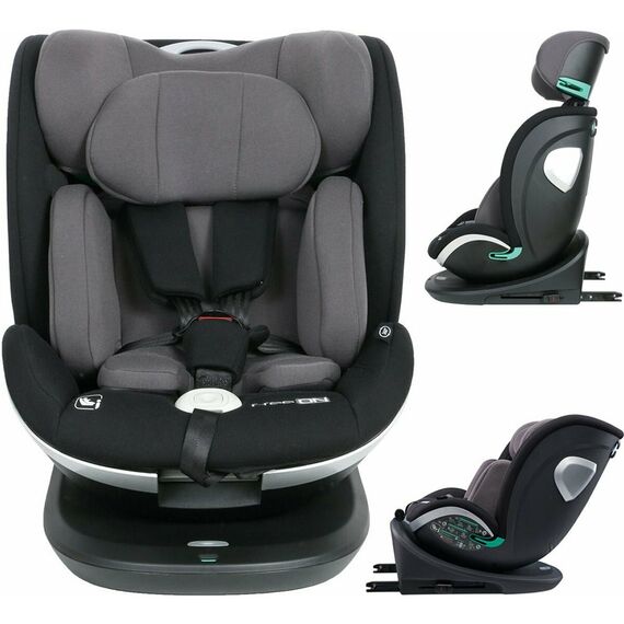 Scaun auto, FreeON, Opal, Nastere - 140 Cm/ 0 - 12 ani, Rotire 360° grade, Tehnologie Isofix I-Size si Top Tether, R129, Black, Culoare: Gri/Negru, Grupa: 0-36kg (0 luni - 12 ani)  - ExclusivMAG.ro