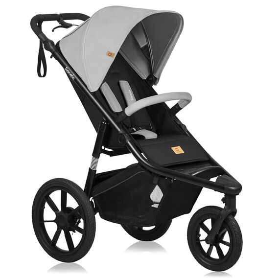 Carucior sport, Lionelo, Azura, Cu 3 roti, Cu baldachin XXL impermeabil, Pliere compacta, Pana la 22 kg, 6-48 luni, Gri, Culoare: Gri, Model: sport  - ExclusivMAG.ro