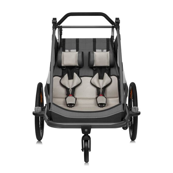 Carucior si remorca de bicicleta, Lionelo, Cama, Pentru 1 sau 2 copii, sistem de absorbtie a socurilor SIQ, Negru, Culoare: Negru, Model: gemeni - poza 4 - ExclusivMAG.ro
