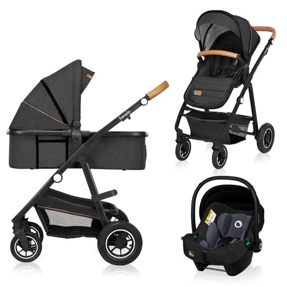 Carucior Lionelo Amber 3 in 1 - Gri inchis, Culoare: Gri, Model: 3 in 1  - ExclusivMAG.ro