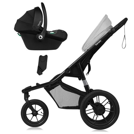 Carucior sport, Lionelo, Azura, Cu 3 roti, Cu baldachin XXL impermeabil, Pliere compacta, Pana la 22 kg, 6-48 luni, Gri, Culoare: Gri, Model: sport - poza 3 - ExclusivMAG.ro