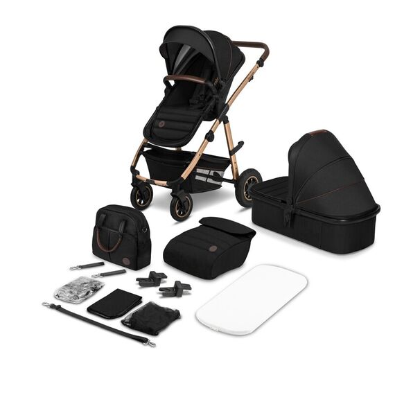 Carucior 2 in 1, Lionelo, Amber, Pana la 22 kg, Negru, Culoare: Negru/Auriu, Model: 2 in 1 - poza 3 - ExclusivMAG.ro