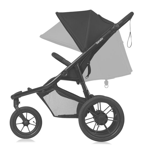 Carucior sport, Lionelo, Azura, Cu 3 roti, Cu baldachin XXL impermeabil, Pliere compacta, Pana la 22 kg, 6-48 luni, Negru, Culoare: Negru, Model: sport - poza 5 - ExclusivMAG.ro