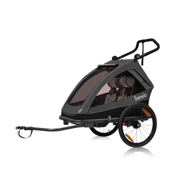 Carucior si remorca de bicicleta, Lionelo, Cama, Pentru 1 sau 2 copii, sistem de absorbtie a socurilor SIQ, Negru, Culoare: Negru, Model: gemeni - poza 2 - ExclusivMAG.ro