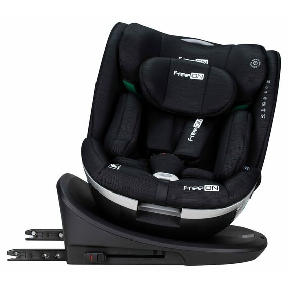 Scaun auto, FreeON, Opal, Nastere - 140 Cm/ 0 - 12 ani, Rotire 360° grade, Tehnologie Isofix I-Size si Top Tether, R129, Black, Culoare: Negru, Grupa: 0-36kg (0 luni - 12 ani)  - ExclusivMAG.ro