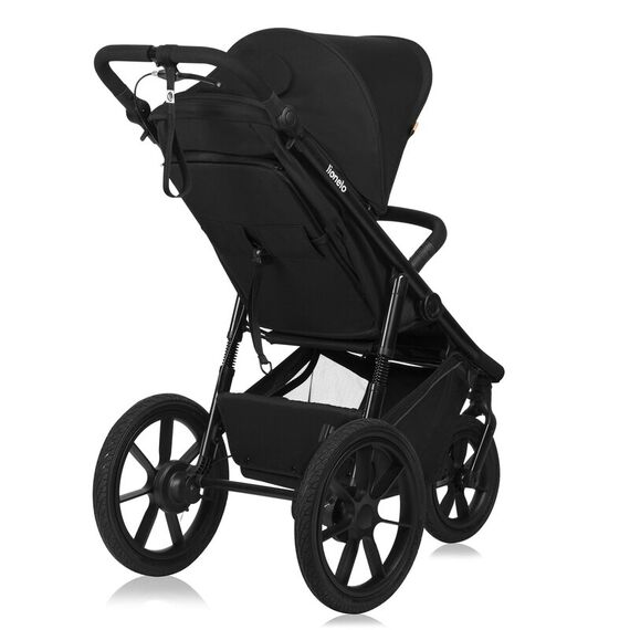 Carucior sport, Lionelo, Azura, Cu 3 roti, Cu baldachin XXL impermeabil, Pliere compacta, Pana la 22 kg, 6-48 luni, Negru, Culoare: Negru, Model: sport - poza 3 - ExclusivMAG.ro