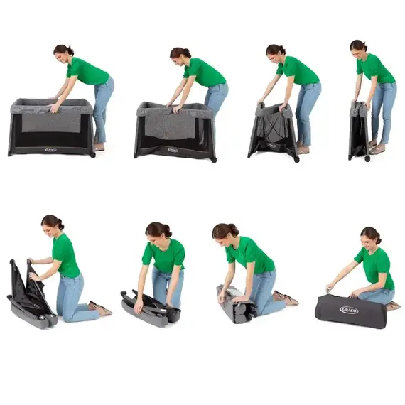 Patut Graco FoldLite Shadow, Culoare: Gri/Negru, Dimensiuni: 120x60 - poza 6 - ExclusivMAG.ro