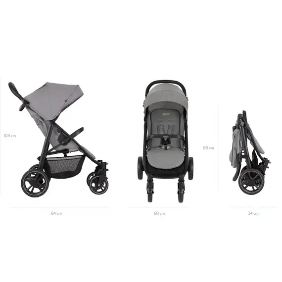 Carucior Graco EeZeFold Steeple Gray, Culoare: Gri, Model: sport - poza 4 - ExclusivMAG.ro