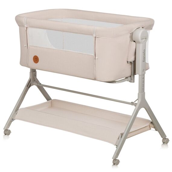 Patut co-sleeper, Lionelo, Leonie Plus, Pliabil, Cu sistem de leganare, Bej, Culoare: Bej, Dimensiuni: 80x50  - ExclusivMAG.ro