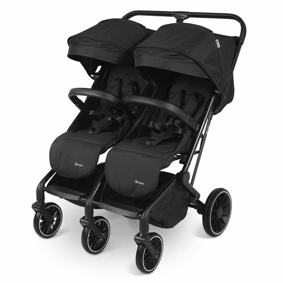 Carucior pliabil pentru gemeni BabyGo GoTwice, Black, Culoare: Negru, Model: gemeni  - ExclusivMAG.ro