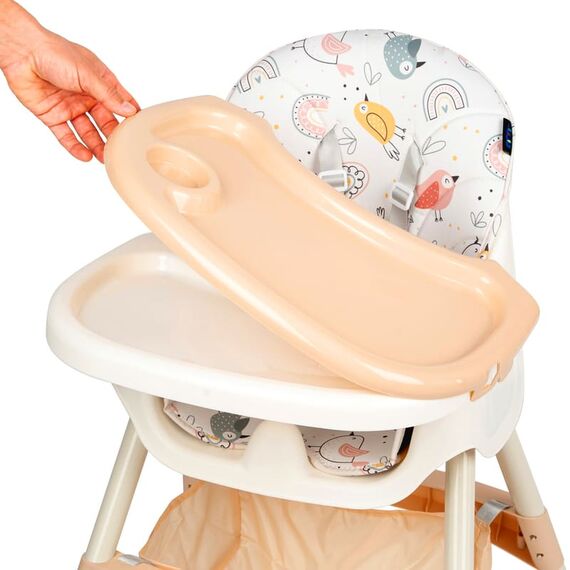Scaun de masa 2 in 1 Juju Eat&Smile, Birds, Culoare: Crem - poza 4 - ExclusivMAG.ro