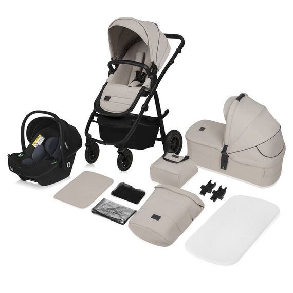 Carucior 3 in 1 Lionelo Amber Plus - Bej, Culoare: Bej, Model: 3 in 1 - poza 2 - ExclusivMAG.ro