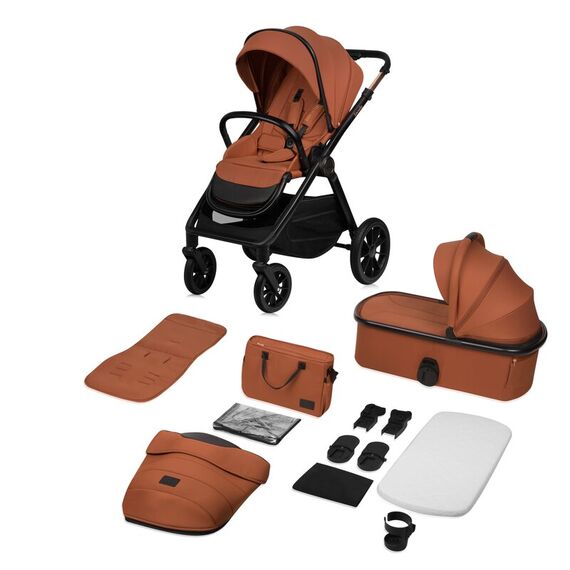 Cărucior 2 în 1 Lionelo Layla - Maro, Culoare: Portocaliu, Model: 2 in 1 - poza 3 - ExclusivMAG.ro