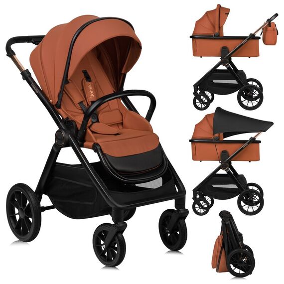 Cărucior 2 în 1 Lionelo Layla - Maro, Culoare: Portocaliu, Model: 2 in 1 - poza 2 - ExclusivMAG.ro