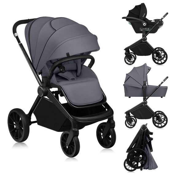 Carucior 3 in 1 Lionelo Mika Plus - Gri, Culoare: Gri, Model: 3 in 1 - poza 2 - ExclusivMAG.ro