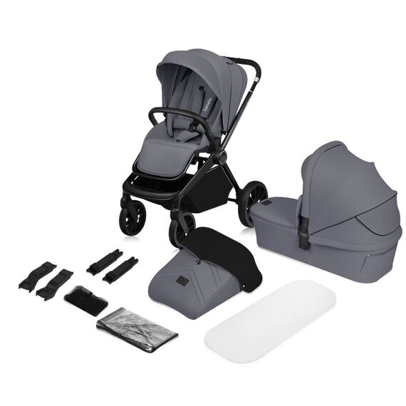 Carucior 2 in 1 Lionelo Mika Plus Pana la 22 kg - Gri, Culoare: Gri, Model: 2 in 1 - poza 3 - ExclusivMAG.ro
