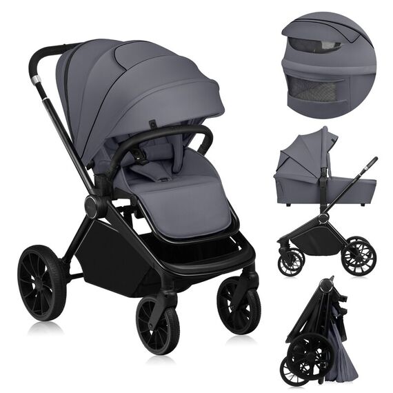 Carucior 2 in 1 Lionelo Mika Plus Pana la 22 kg - Gri, Culoare: Gri, Model: 2 in 1 - poza 2 - ExclusivMAG.ro