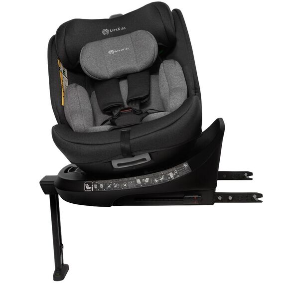 Scaun auto Appekids, I-SIZE, 40-150 cm, Rear Facing 360°, Pro Confort - Grey, Culoare: Gri/Negru, Grupa: 0-36kg (0 luni - 12 ani)  - ExclusivMAG.ro